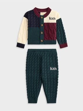 Kith Cable Knit Two-Piece Set in Forest Green & Burgundy